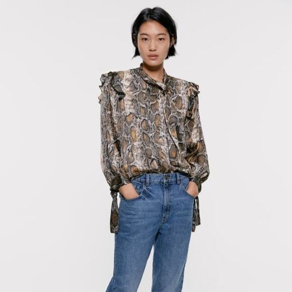 Zara Tops - Zara Snake Print Blouse XS